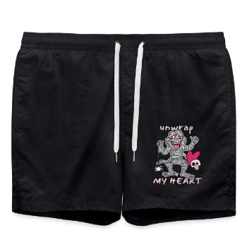 Comic Mumie, Halloween Mumie, lustiger Spruch - Badeshorts - Schwarz - Vorne - AI Model Male 185 light (185cm)