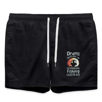 Batteur jouant de la batterie - Short de bain - noir - Devant - AI Model Male 185 light (185cm)