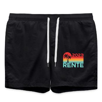 Rentner 2023 Rentnerin 2023 Rente 2023 - Badeshorts - Schwarz - Vorne - AI Model Male 185 light (185cm)