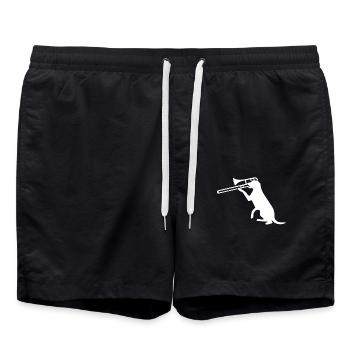 Dog Trompete Trumpet Music Band Musician - Swim Trunks - black - Front - AI Model Male 185 light (185cm)
