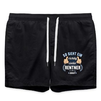 Rente 2023 Ruhestand Abschied Rentner 2023 - Badeshorts - Schwarz - Vorne - AI Model Male 185 light (185cm)