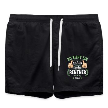 Rente 2023 Ruhestand Abschied Rentner 2023 - Badeshorts - Schwarz - Vorne - AI Model Male 185 light (185cm)