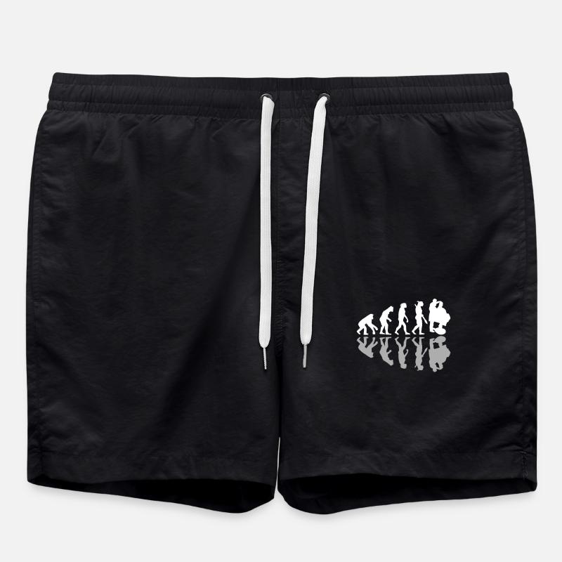 Human Evolution Barber Hairdresser Barbershop - Swim Trunks - black