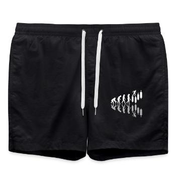 Human Evolution Day Trader Humor Trading Investor - Badeshorts - Schwarz - Vorne - AI Model Male 185 light (185cm)