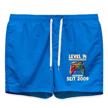 2009 Level 14 Jahre Gaming 14er 14 Geburtstag - Badeshorts - Cobalt blue - Vorne