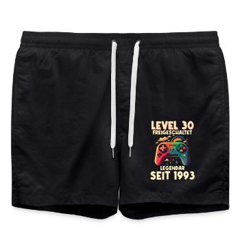 1993 Level 30 Jahre Gaming 30er 30 Geburtstag - Badeshorts - Schwarz - Vorne - AI Model Male 185 light (185cm)
