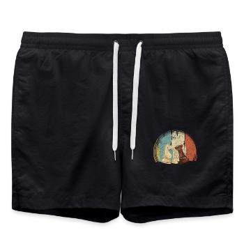 Chess Pieces Chess Retro - Swim Trunks - black - Front - AI Model Male 185 light (185cm)
