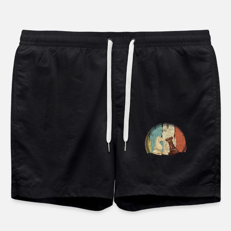 Schachfiguren Schach Retro - Badeshorts - Schwarz
