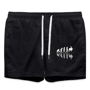 Human Evolution Judo Martial Arts Lover MMA Humor - Badeshorts - Schwarz - Vorne - AI Model Male 185 light (185cm)
