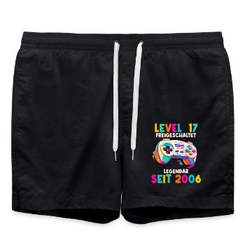 2006 Level 17 Jahre Gaming 17er 17 Geburtstag - Badeshorts - Schwarz - Vorne - AI Model Male 185 light (185cm)