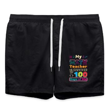 My math teacher survived 100 days of me - Swim Trunks - black - Front - AI Model Male 185 light (185cm)