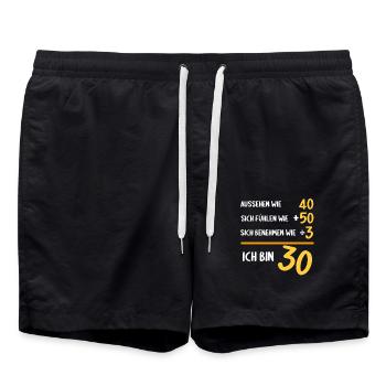 30 Jahre 30 Jähriger 30 Jährige 30 Geburtstag - Badeshorts - Schwarz - Vorne - AI Model Male 185 light (185cm)