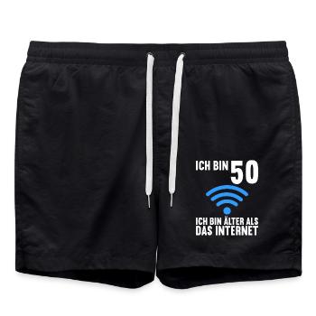 Ich bin 50 Ich bin älter als das Internet - Badeshorts - Schwarz - Vorne - AI Model Male 185 light (185cm)