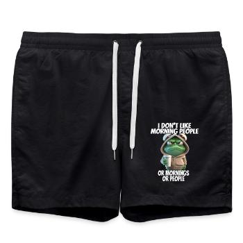 Funny saying I don't like morning people... - Swim Trunks - black - Front - AI Model Male 185 light (185cm)