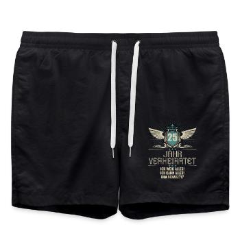 25 Jahr verheiratet weiß alles 25.Hochzeitstag - Badeshorts - Schwarz - Vorne - AI Model Male 185 light (185cm)