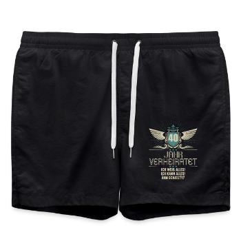 40 Jahr verheiratet weiß alles 40.Hochzeitstag - Badeshorts - Schwarz - Vorne - AI Model Male 185 light (185cm)
