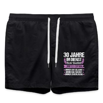 30 Jahre im Dienst 30 Jähriges Dienstjubiläum - Badeshorts - Schwarz - Vorne - AI Model Male 185 light (185cm)