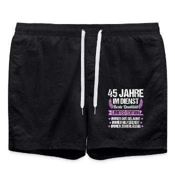 45 Jahre im Dienst 45 Jähriges Dienstjubiläum - Badeshorts - Schwarz - Vorne - AI Model Male 185 light (185cm)