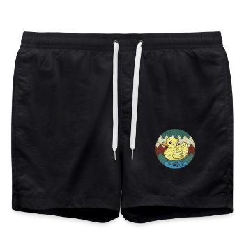 Badeente Retro - Badeshorts - Schwarz - Vorne - AI Model Male 185 light (185cm)