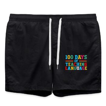 100 days of language instruction School subject teachers - Swim Trunks - black - Front - AI Model Male 185 light (185cm)