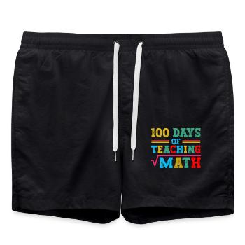 100 days of mathematics lessons school subject teachers - Swim Trunks - black - Front - AI Model Male 185 light (185cm)