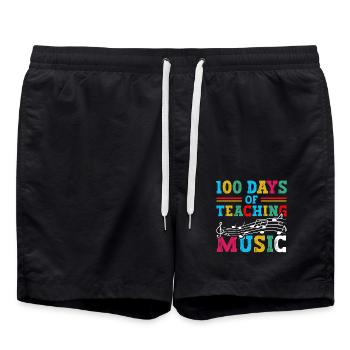 100 days of music lessons as a school subject teacher - Swim Trunks - black - Front - AI Model Male 185 light (185cm)