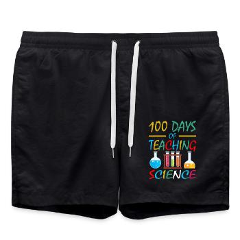 100 days of science lessons School subject teachers - Swim Trunks - black - Front - AI Model Male 185 light (185cm)