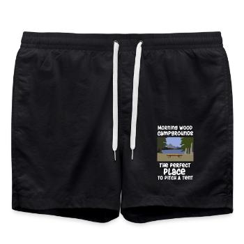 Funny Camping Morning Wood - Swim Trunks - black - Front - AI Model Male 185 light (185cm)