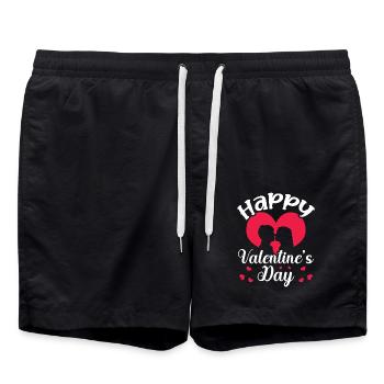 Happy Valentine's Day Intimate Relationship Couples - Swim Trunks - black - Front - AI Model Male 185 light (185cm)