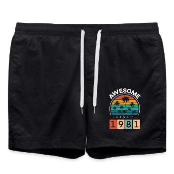 1981 Geboren Geburtstag Geburtsjahr Vintage - Badeshorts - Schwarz - Vorne - AI Model Male 185 light (185cm)