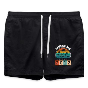 2012 Geboren Geburtstag Geburtsjahr Vintage - Badeshorts - Schwarz - Vorne - AI Model Male 185 light (185cm)