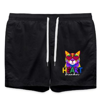 Anti-Saint-Valentin célibataire Heartbreaker - Short de bain - noir - Devant - AI Model Male 185 light (185cm)