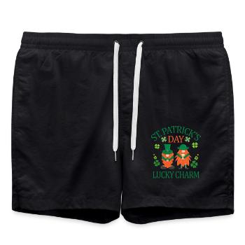 St. Patrick's Day Lucky Charm Clover - Swim Trunks - black - Front - AI Model Male 185 light (185cm)
