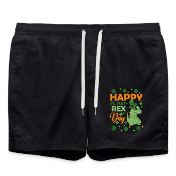 Happy St. Pat Rex Day Dinosaurs St. Patricks - Swim Trunks - black - Front - AI Model Male 185 light (185cm)