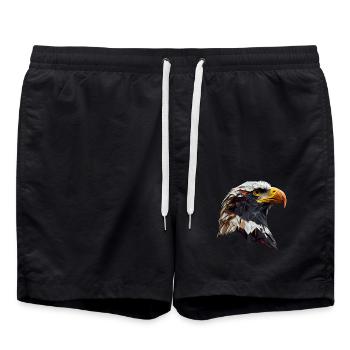 Cool polygon design with a bald eagle - Swim Trunks - black - Front - AI Model Male 185 light (185cm)
