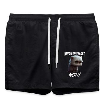 Bevor du fragst Nein - Badeshorts - Schwarz - Vorne - AI Model Male 185 light (185cm)