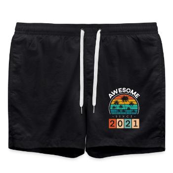 2021 Geboren Geburtstag Geburtsjahr Vintage - Badeshorts - Schwarz - Vorne - AI Model Male 185 light (185cm)