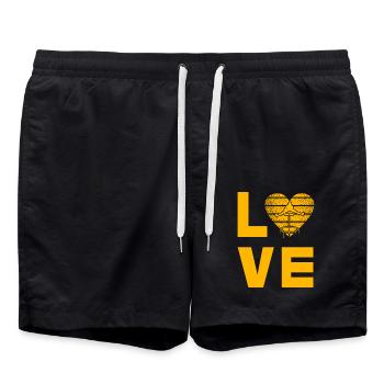 Trampolin-Liebe - Badeshorts - Schwarz - Vorne - AI Model Male 185 light (185cm)