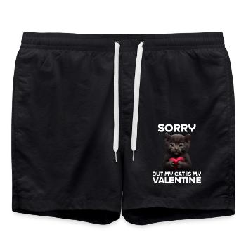 Désolé, mais mon chat est mon Valentin - Short de bain - noir - Devant - AI Model Male 185 light (185cm)