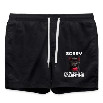Désolé, mais mon chat est mon Valentin - Short de bain - noir - Devant - AI Model Male 185 light (185cm)