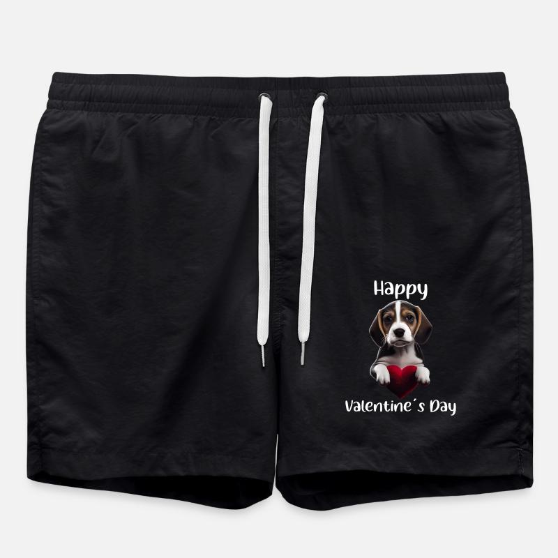 Happy Valentins Day Beagle - Badeshorts - Schwarz