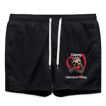 Paresseux paresseux Bonne Saint-Valentin - Short de bain - noir - Devant - AI Model Male 185 light (185cm)
