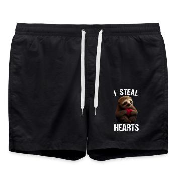 Je vole des cœurs Paresseux - Short de bain - noir - Devant - AI Model Male 185 light (185cm)