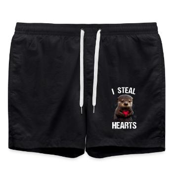 Je vole des cœurs Loutre - Short de bain - noir - Devant - AI Model Male 185 light (185cm)