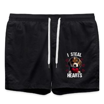 Je vole des cœurs Dog Beagle - Short de bain - noir - Devant - AI Model Male 185 light (185cm)