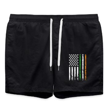 American Flag Patriotic St. Patrick's Day - Swim Trunks - black - Front - AI Model Male 185 light (185cm)