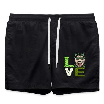 Love Cute Dog Animal Rights St. Patrick's - Swim Trunks - black - Front - AI Model Male 185 light (185cm)