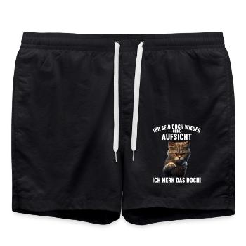 Ihr seid doch wieder ohne Aufsicht ich merk das - Badeshorts - Schwarz - Vorne - AI Model Male 185 light (185cm)