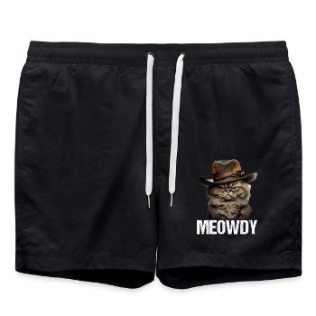 Meowdy Funny cat Meme for Cat Lovers - Badeshorts - Schwarz - Vorne - AI Model Male 185 light (185cm)