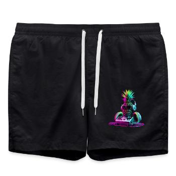 EDM Music Rave Festival Ananas Techno - Short de bain - noir - Devant - AI Model Male 185 light (185cm)